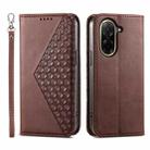 For Redmi A5 4G 171.7mm / Xiaomi Poco C71 Cubic Grid Calf Texture Magnetic Leather Phone Case(Brown) - 1