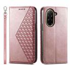 For Redmi A5 4G 171.7mm / Xiaomi Poco C71 Cubic Grid Calf Texture Magnetic Leather Phone Case(Rose Gold) - 1