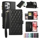 For iPhone 15 Pro Max Rhombic Zipper Wallet Leather Phone Case(Black) - 1