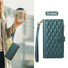 For iPhone 15 Rhombic Zipper Wallet Leather Phone Case(Green) - 2