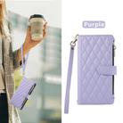 For iPhone 14 Plus Rhombic Zipper Wallet Leather Phone Case(Purple) - 2