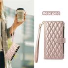 For iPhone 14 Plus Rhombic Zipper Wallet Leather Phone Case(Rose Gold) - 2