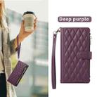 For iPhone 14 Rhombic Zipper Wallet Leather Phone Case(Deep Purple) - 2