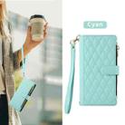 For iPhone 14 Pro Rhombic Zipper Wallet Leather Phone Case(Cyan) - 2