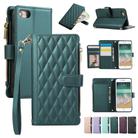 For iPhone 7 / 8 / SE 2022 Rhombic Zipper Wallet Leather Phone Case(Green) - 1