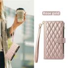 For iPhone 13 Pro Rhombic Zipper Wallet Leather Phone Case(Rose Gold) - 2