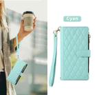 For iPhone X / XS Rhombic Zipper Wallet Leather Phone Case(Cyan) - 2