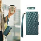 For iPhone X / XS Rhombic Zipper Wallet Leather Phone Case(Green) - 2