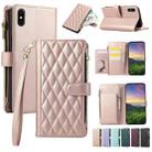 For iPhone XS Max Rhombic Zipper Wallet Leather Phone Case(Rose Gold) - 1