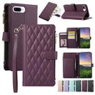 For iPhone 7 Plus / 8 Plus Rhombic Zipper Wallet Leather Phone Case(Deep Purple) - 1