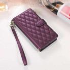 For iPhone 7 Plus / 8 Plus Rhombic Zipper Wallet Leather Phone Case(Deep Purple) - 2