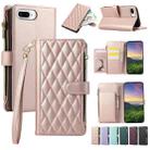 For iPhone 7 Plus / 8 Plus Rhombic Zipper Wallet Leather Phone Case(Rose Gold) - 1