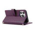 For iPhone 16 Pro Max Rhombic Zipper Wallet Leather Phone Case(Deep Purple) - 3