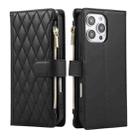 For iPhone 16 Pro Max Rhombic Zipper Wallet Leather Phone Case(Black) - 2