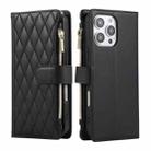 For iPhone 16 Pro Rhombic Zipper Wallet Leather Phone Case(Black) - 2