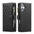 For iPhone 16 Plus Rhombic Zipper Wallet Leather Phone Case(Black) - 2