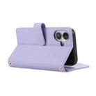 For iPhone 16 Rhombic Zipper Wallet Leather Phone Case(Purple) - 3