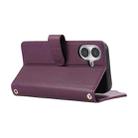 For iPhone 16 Rhombic Zipper Wallet Leather Phone Case(Deep Purple) - 3