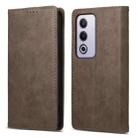 For OPPO A3 Pro 5G Business Solid Color Magnetic RFID Leather Phone Case(Brown) - 1