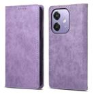 For OPPO A3 4G / 5G Global / A3X 4G / 5G India Business Solid Color Magnetic RFID Leather Phone Case(Purple) - 1