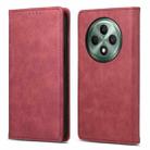 For OPPO Reno12 F 4G / 5G / F27 India Business Solid Color Magnetic RFID Leather Phone Case(Red) - 1