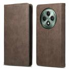 For OPPO Reno12 F 4G / 5G / F27 India Business Solid Color Magnetic RFID Leather Phone Case(Brown) - 1