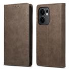 For OPPO Reno13 F 4G / 5G Business Solid Color Magnetic RFID Leather Phone Case(Brown) - 1
