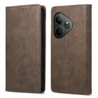 For Realme GT 6 Global Business Solid Color Magnetic RFID Leather Phone Case(Brown) - 1