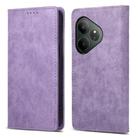 For Realme GT 6 Global Business Solid Color Magnetic RFID Leather Phone Case(Purple) - 1