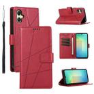 For Samsung Galaxy A06 4G PU Genuine Leather Texture Embossed Line Phone Case(Red) - 1