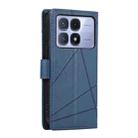 For Redmi K70 Ultra PU Genuine Leather Texture Embossed Line Phone Case(Blue) - 3