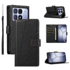 For Redmi K70 Ultra PU Genuine Leather Texture Embossed Line Phone Case(Black) - 1