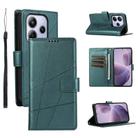 For Redmi Note 14 4G 163.25mm Global PU Genuine Leather Texture Embossed Line Phone Case(Green) - 1