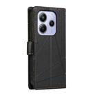 For Redmi Note 14 4G 164.84mm PU Genuine Leather Texture Embossed Line Phone Case(Black) - 3
