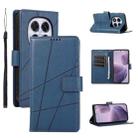 For Redmi Note 14 Pro 4G PU Genuine Leather Texture Embossed Line Phone Case(Blue) - 1
