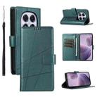 For Redmi Note 14 Pro 4G PU Genuine Leather Texture Embossed Line Phone Case(Green) - 1