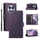 For Redmi Note 14 Pro 4G PU Genuine Leather Texture Embossed Line Phone Case(Purple) - 1