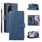 For Redmi A5 4G 171.7mm / Xiaomi Poco C71 PU Genuine Leather Texture Embossed Line Phone Case(Blue) - 1