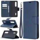 For OPPO Find X2 Pro Retro Lambskin Texture Pure Color Horizontal Flip PU Leather Case, with Holder & Card Slots & Wallet & Lanyard(Blue) - 1