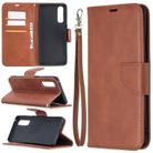 For OPPO Find X2 Neo Retro Lambskin Texture Pure Color Horizontal Flip PU Leather Case, with Holder & Card Slots & Wallet & Lanyard(Brown) - 1