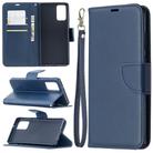 For Samsung Galaxy Note 20 Retro Lambskin Texture Pure Color Horizontal Flip PU Leather Case, with Holder & Card Slots & Wallet & Lanyard(Blue) - 1