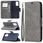 For Samsung Galaxy Note 20 Retro Lambskin Texture Pure Color Horizontal Flip PU Leather Case, with Holder & Card Slots & Wallet & Lanyard(Grey) - 1