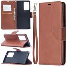 For Samsung Galaxy Note 20 Ultra Retro Lambskin Texture Pure Color Horizontal Flip PU Leather Case, with Holder & Card Slots & Wallet & Lanyard(Brown) - 1