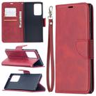 For Samsung Galaxy Note 20 Ultra Retro Lambskin Texture Pure Color Horizontal Flip PU Leather Case, with Holder & Card Slots & Wallet & Lanyard(Red) - 1