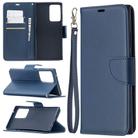 For Samsung Galaxy Note 20 Ultra Retro Lambskin Texture Pure Color Horizontal Flip PU Leather Case, with Holder & Card Slots & Wallet & Lanyard(Blue) - 1