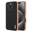 For iPhone 16 Pro Max AZNS Electroplated Edge Carbon Fiber Texture Phone Case(Black) - 1