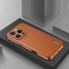 For iPhone 16 Pro Max AZNS Electroplated Edge Carbon Fiber Texture Phone Case(Brown) - 2