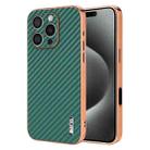 For iPhone 16 Pro Max AZNS Electroplated Edge Carbon Fiber Texture Phone Case(Green) - 1