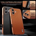 For iPhone 16 Plus AZNS Electroplated Edge Carbon Fiber Texture Phone Case(Black) - 3