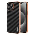 For iPhone 15 Pro AZNS Electroplated Edge Carbon Fiber Texture Phone Case(Black) - 1